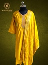 Hand Embroidery | Roman Silk | Suit set with Pants | Yellow