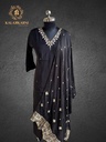Hand Embroidery | Roman Silk | Suit set with Pants | Jet Black