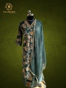 Hand Embroidery | Modal Silk | Suit set with Pants | Teal Green