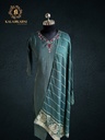 Hand Embroidery | Roman Silk | Suit set with Pants | Pine Green