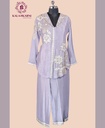 Chinnon Silk | Embroidered V-Neck | Co-ord Set with Palazzo Pants | Lavender