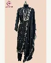 Zari Embroidery | Pure Organza Silk | Suit set with Pants | Ebony Black