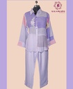 Linen | Thread Work | Co-ord Set with Pants | Purple - Pink