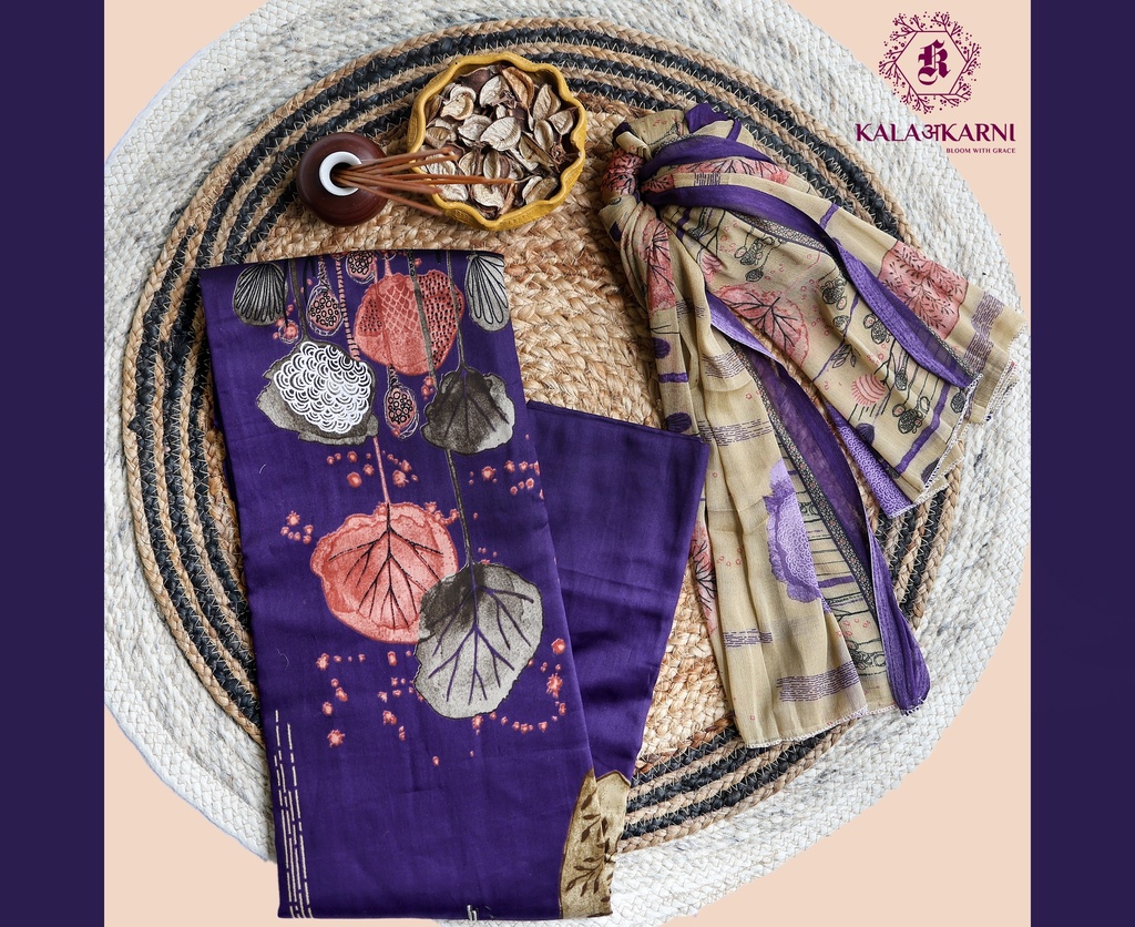 [SYZ001P] Embroidery | Cotton | Dress Material | Dark Purple