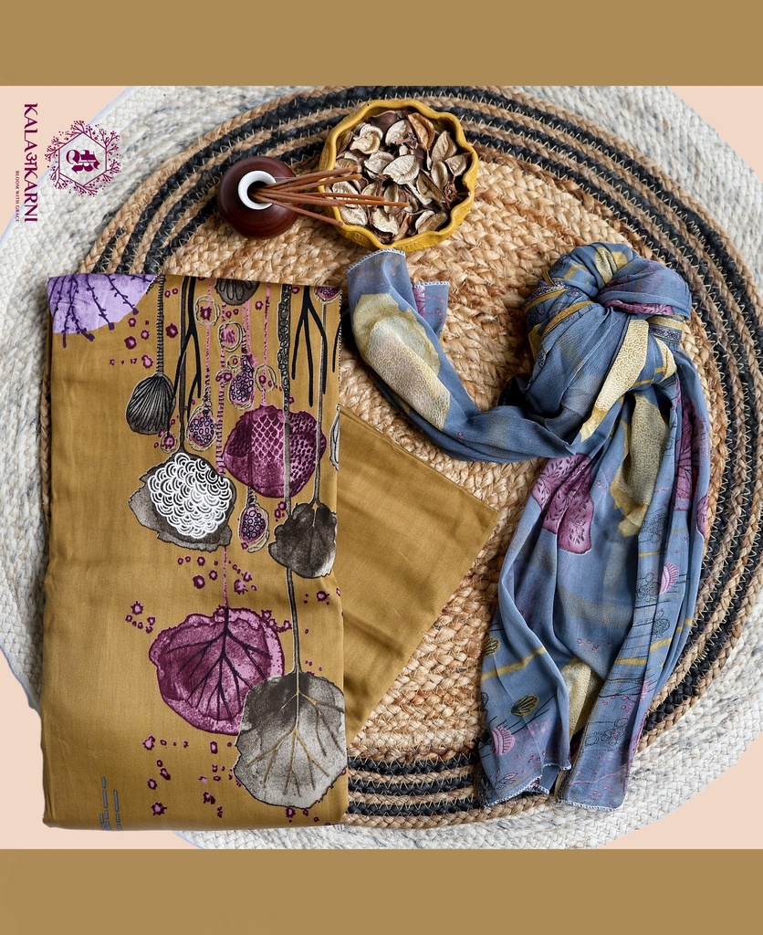 [SYZ001M] Embroidery | Cotton | Dress Material | Mustard