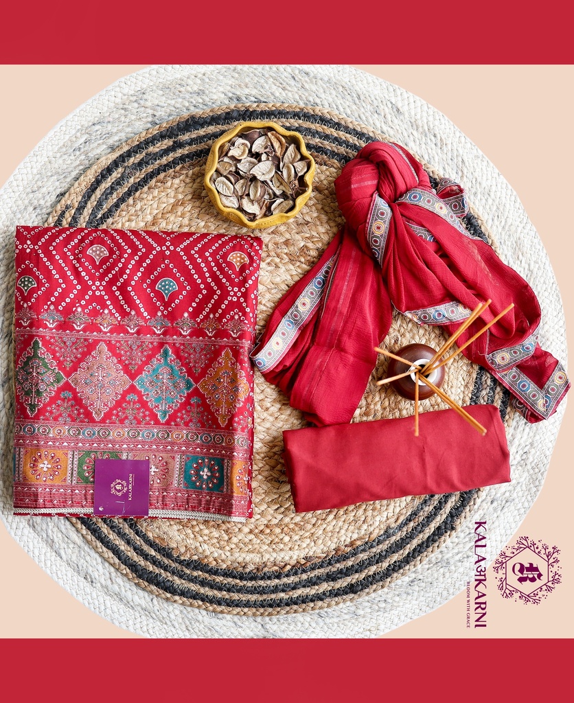 [HYZ002M] Stone Work | Modal Silk | Dress Material | Maroon
